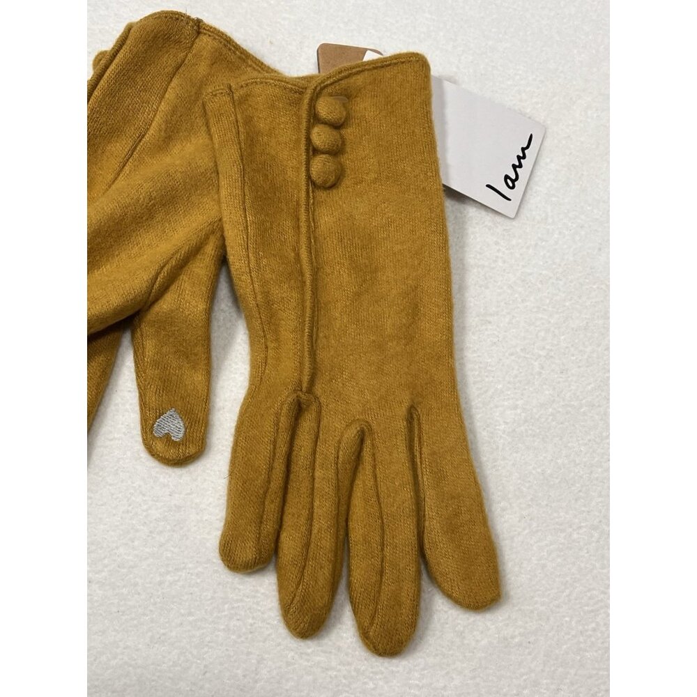 I Am Mustard Yellow Touchscreen Gloves Knit Heart Tip NWT Winter Warm - Picture 2 of 9